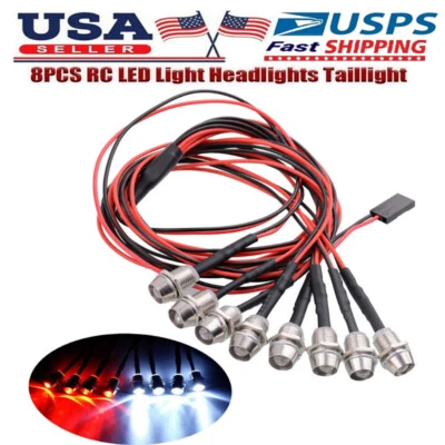 8pcs RC LED Light Headlights Taillight for 1/10 Scale RC Car Truck Tank Crawler - Image 1 of 4