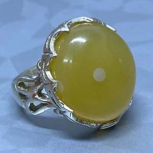 Anillo de plata de ley 925 para hombre hecho a mano natural amarillo yemení ágata Solaimani - Imagen 1 de 6