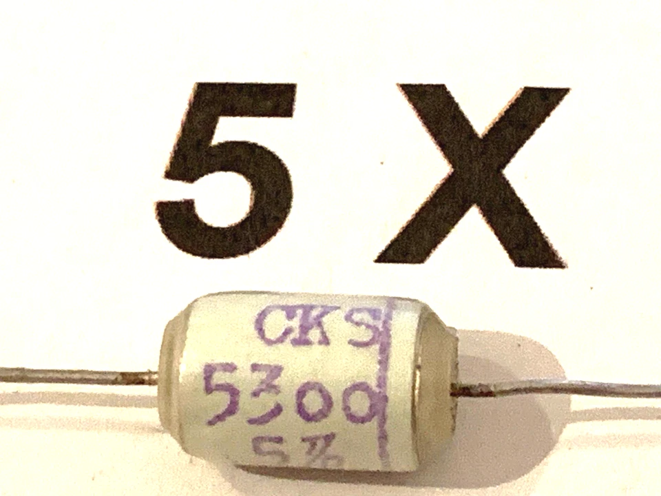 5300pF, 5,3nF, 250V, 5%, 40°C, Styrofle-/Alu-Folie, axial, Schümann CKS, 5 Stück