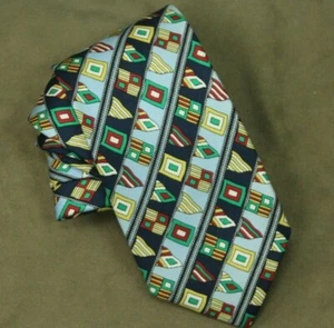 Maus & Hoffman Repp Silk Tie Nautical Signal Flag Prep Blue 57 in - Picture 1 of 5