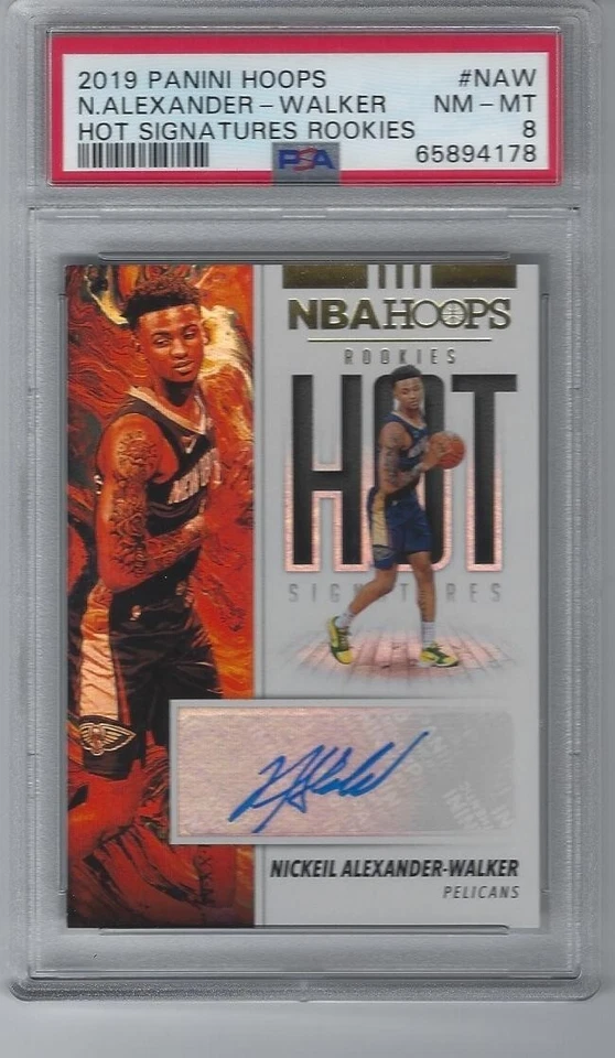 2019 Panini Hoops Hot Signatures Rookies No NAW Nickeil Alexander Walker PSA 8  - Image 1 of 2