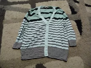 Ann Taylor Loft Green Black Large Cardigan Sweater Womans Blouse - Picture 1 of 2