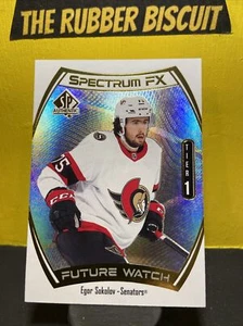 Reloj Future 2021-22 Upper Deck SP auténtico Egor Sokolov Spectrum FX - Imagen 1 de 2