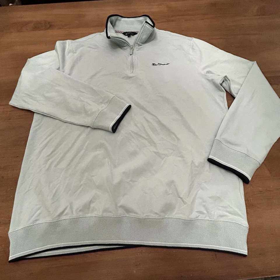 Camisa suéter suéter elástico informal Ben Sherman para hombre XL verde menta 1/4 cremallera Foto 1 de 4