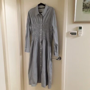 Witchery Navy Blue Stripped Shirt Dress Size 16 - Picture 1 of 8