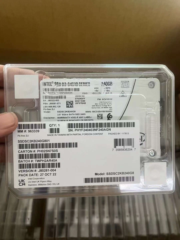 Intel S4510 240GB SSD SATA 6Gb/s 2.5" XCV10110 SSD SATA III SSDSC2KB240G8