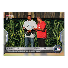 2022 TOPPS NOW #690 FIELD OF DREAMS KEN GRIFFEY JR + SR PLAY CATCH! REDS