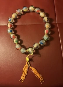 Collana Vintage - Vetro dipinto a mano dipinto a mano Buddha Cinese Preghiera Inversa - Rara - Foto 1 di 8