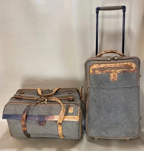 Hartmann Vintage Tweed Carry On Set 20” Duffle & 22” Upright Wheeled Suitcase - Picture 1 of 12