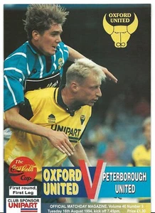 Football Programme>OXFORD UNITED v PETERBOROUGH UNITED Aug 1994 FLC - Picture 1 of 1