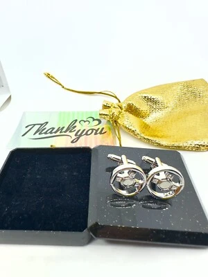 Steering Wheel Style Luxurious CAR MEN Cufflinks  UK SELLER IN A CUFFLINK BOX UK - Image 1 of 4