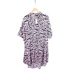 River Island Women's Pink Black Print Button Up Dress Size 16 New with Tags