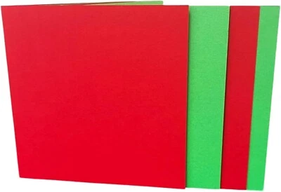5x5" Red & Green Card Blanks & Envelopes - 240gsm Card Pre-Creased Easy Folding - Image 1 of 4