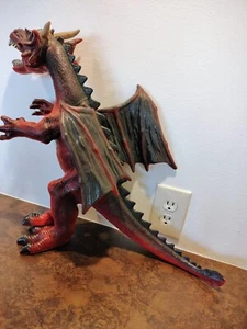 TOYS R US RUBBER RED DRAGON MAIDENHEAD LARGE WINGED FIGURE 17" TALL - Picture 1 of 10