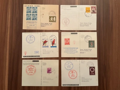 EUROPA Ballonpost 6 Karten gelaufen in 1958-1962 mit Sonderstempel / Bordstempel - Bild 1 von 4