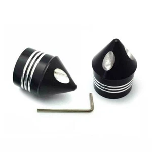 2pcs Black Aluminum Front Axle Nut Cover Cap For Harley Touring Softai Dyna SU - Foto 1 di 7