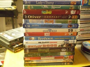 (20) Dog Lovers DVD Lot: (8) Disney Lady & Tramp  Fox & Hound  Air Bud  Underdog - Picture 1 of 1