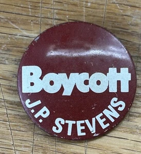 Vintage Back Button Boykott J.P. Steven's Textilindustrie gewerkschaftlich organisiert 1970er Jahre - Bild 1 von 2