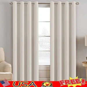 Light Blocking Thermal Insulated Curtain Panels Grommet Top Living Room Bedroom - Picture 1 of 9