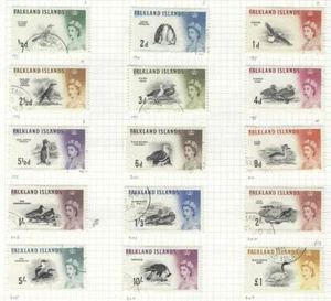 FALKLAND ISLANDS 1960  BIRDS DEFINITIVE SET OF 15 VERY FINE USED - Picture 1 of 1