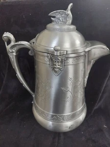 Antique Reed & Barton Swan Handle Silver Plate Ornate Water Pitcher Jug - Picture 1 of 14