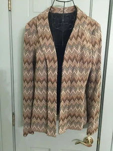 Classiques Entier Antelier Zig Zag Knit Blazer Coat Jacket Browns Lg - Picture 1 of 6