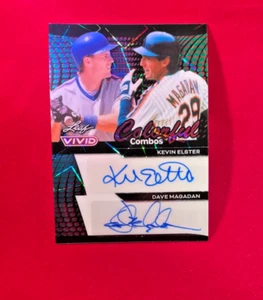 KEVIN ELSTER⚾ DAVE MAGADAN 2024 LEAF VIVID COLORFUL COMBOS DUAL AUTOS /1 - Picture 1 of 2