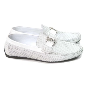 Mocasín con estampado de serpiente en relieve blanco Sigotto Uomo con suela de goma - Imagen 1 de 4