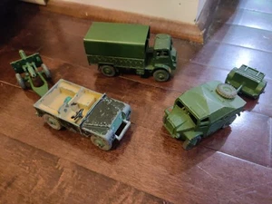 VINTAGE DINKY TOYS DAIMLER Austin Army Military Vehicle Land Rover Lot ENGLAND - Picture 1 of 10