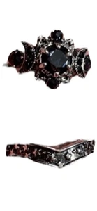 Wicca Pagan Triple Moon Godness Band Ring Set Purple Crystal Cresent for Women W - Picture 1 of 6