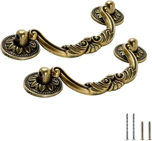 Pomello maniglie armadio bronzo antico cassetto cassetto cauzione goccia 10 pezzi vintage - Foto 1 di 1