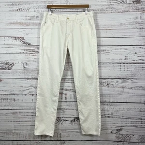Adriano Goldschmied Pants Mens 34X34 White Everett Linen Blend Slim Straight - Picture 1 of 19