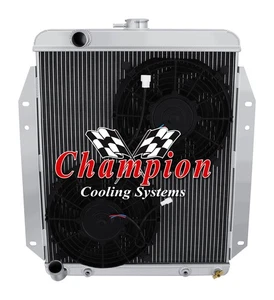SR Champion 3 Row Radiator Upper Driver W/ 2 10" Fans for 1970 Dodge A100 - Foto 1 di 9