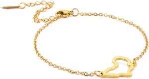 Africa Map (Layered) Bracelet for Women Stainless Steel Hollow Out Charm  - Foto 1 di 20