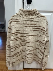 Banana Republic Women’s Cream Ribbed Funnel Neck Sweater Medium Pullover Knit - Picture 1 of 8