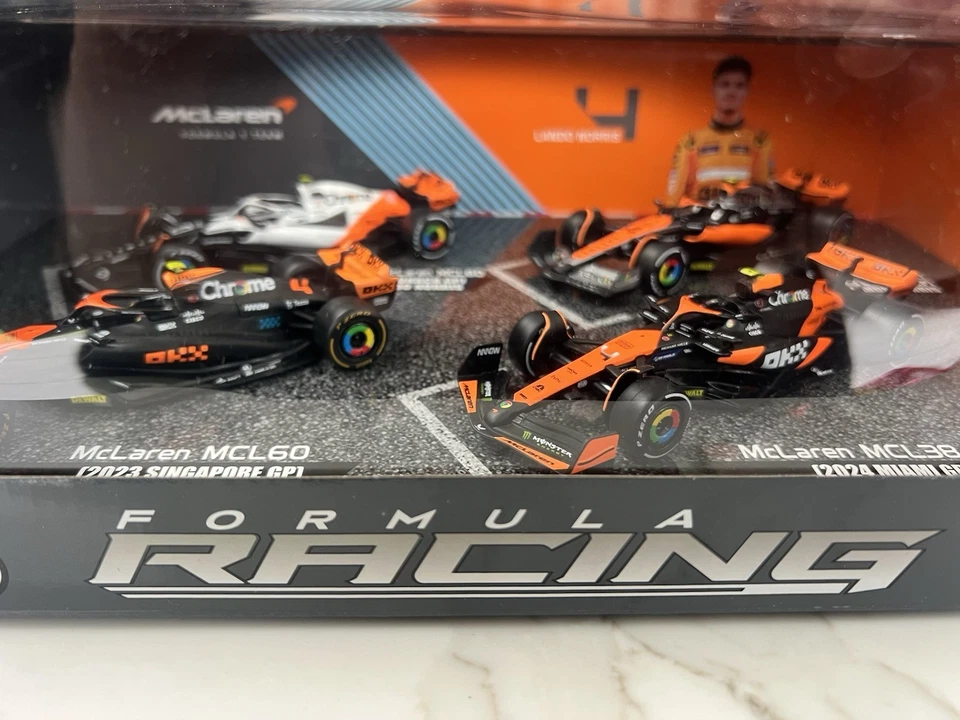 Bburago 1/43 F1 Mclaren Team #4 Lando Norris 4 Car Metal Model Set 2023/4 #38096