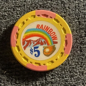Sala de tarjetas Rainbow Club $5 chip Gardena, California 1953-1983 - Imagen 1 de 2