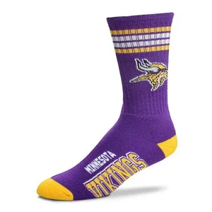 Minnesota Vikings Erwachsene Team Farbe Staubmantel Socken für nackte Füße 4-Streifen Deuce - Bild 1 von 4