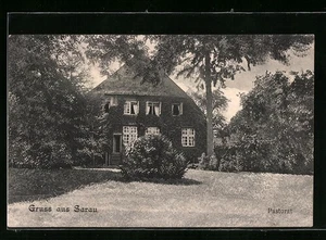 Sarau, Pastorat mit Garten, Ansichtskarte 1906  - Picture 1 of 2