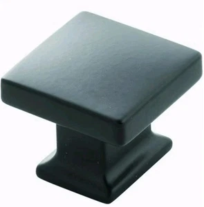 Belwith Keeler B077924MB Cambridge Collection Square Cabiner Knob 11/4"  BLACK - Picture 1 of 2