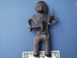 Vintage Dhokra Bronze African Tribal Warrior Hunter 9" - Picture 1 of 15
