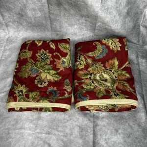 Ralph Lauren Chaps Annabelle 2 King Shams Red Jacobean Floral Paisley Jute Trim - Picture 1 of 8