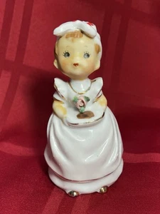 CHASE CERAMIC BELL MADE IN JAPAN: GIRL WITH ROSETTE ON TRAY - Picture 1 of 12