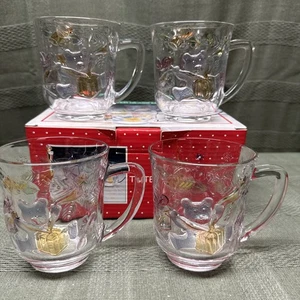 Share The Joy 4 Painted Glass Holiday Mugs - New In Box - Christmas- Beautiful - Picture 1 of 9