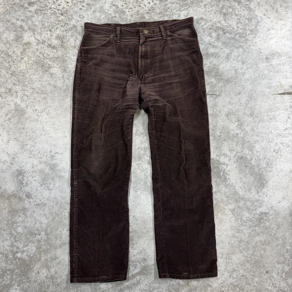 Rustler Pants Mens 36x30 Brown Corduroy Straight Leg 5-Pocket Talon 70s USA - Image 1 of 4