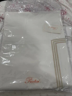 Funda nórdica Pratesi Italia $1865 nueva con etiquetas (1) Queen 3 líneas bordadas 100 % algodón beige Foto 1 de 4