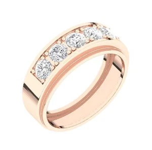 VS F 1.00 Carat Lab Grown Diamond Prong Set Mens Engagement Ring 14K Rose Gold - Picture 1 of 9