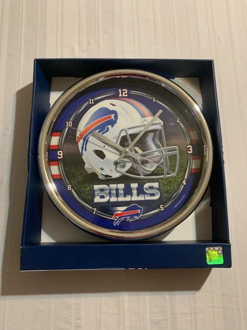 Buffalo Bills NFL Round 12" Chrome Clock Wincraft Brand New Cover
