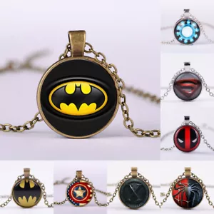 Collar Colgante de Cadena de Vidrio Superhéroe Batman Superman Cabujón Cabujón Iron Man + Cadena de Vidrio - Imagen 1 de 18