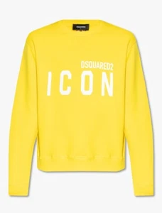 DSQUARED2 yellow Icon logo print cotton sweatshirt Size XXL authentic NWT - Picture 1 of 11